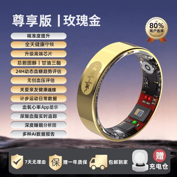 Hkmw xiaomi (mi) same model 25 models of uric acid and blood lipids smart ring | case blood sugar, blood pressure and cholesterol free gold model charging compartment four items of blood lipids | uric acid | blood pressure | blood sugar | no. 7 (diameter 17, finger circumference 55)