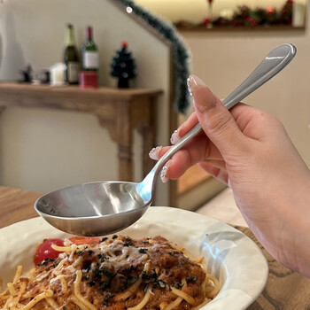 Fat donglai's same style household stainless steel soup spoon is so deep and tastes more delicious when paired with snail noodles 304 take a big mouthful of soup 1 dry rice spoon