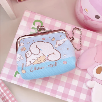Gu jian mu yu gui dog coin purse cute pu leather mini cinnamon dog culomi buckle coin purse multiple optional portable good night cinnamon dog click coin purse