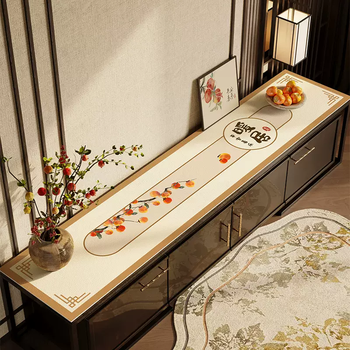 Yusenyi new chinese style tv cabinet table mat entrance cabinet shoe cabinet waterproof and oil-proof high-end countertop sideboard tabletop hongshi nuanju 40cmx180cm (no fear of knives and forks, no traces left)