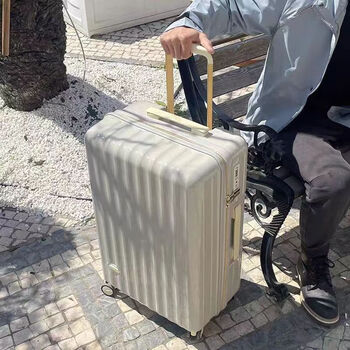 Ye yu suitcase, student trolley case, wheeled suitcase, internet celebrity leather case, warm gray charging port + material, 22-inch metal explosion-proof zipper +