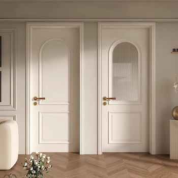 Solid wood door bedroom door solid wood composite painted door room door french light luxury cream style classic double door solid wood composite painted door e