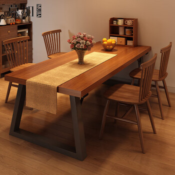 Muga living room home walnut dining table 2025 new small apartment one table and six chairs combination large table dining table single table 180*70cm spruce walnut color