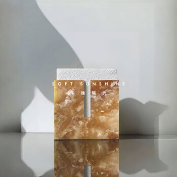 Yusenyi natural white jade marble luxury stone slotted cylindrical floor-standing sculpture base ornaments pier display stand column stool n-shaped stool-caramel jade-40x40x height 45cm