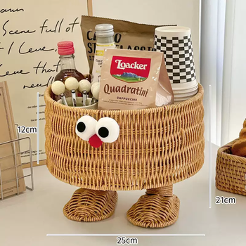 Yusenyi cute rattan storage basket snacks desktop storage box fruit household woven storage organizer basket minions storage basket x handmade products minions storage basket x handmade products