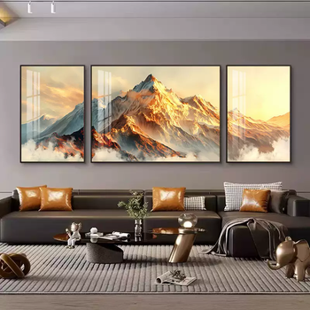 Yusenyi rizhao jinshan living room decorative painting light luxurious sofa background wall hanging painting with backing three-dimensional e2902 15 users choose crystal porcelain inlaid with diamonds - aluminum alloy frame light luxury gold frame 3 - shopkeeper recommended 50x7090x7050x70 suitable for 3