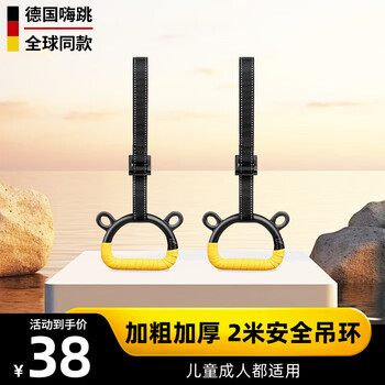 Hi jump (germany) children's horizontal bar indoor home pull-up device boom free punching ring fitness ring adjustable ring 1 pair (folded in half 1 meter)