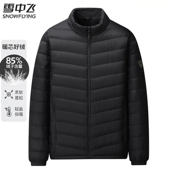 Snowflying (snowflying) 2025 new autumn and winter men's thin and soft stand-up collar short black autumn down jacket versatile jacket black (stand-up collar) l (175)