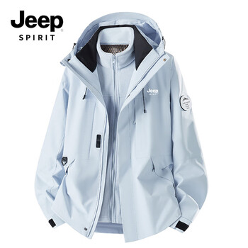 Jeep spirit jacket 2025 new men's outdoor three-proof graphene warm jacket top 26188 moonlight blue xl