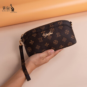 Kangaroo women's new handbag women's clutch middle-aged mom crossbody bag mobile phone bag mini coin purse bag hl588-e-shaped hand-held style