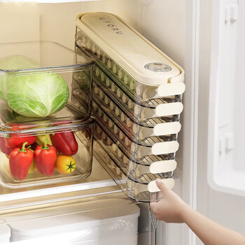 Fanlilin dumpling box home food grade kitchen refrigerator storage box special for freezing sealed fresh wontons special for quick freezing one layer - cream white timed preservation - approximately 12 dumplings 1 layer