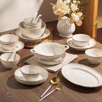 Hechuanwu bowls, plates and tableware set 2026 new kiln glazed high temperature healthy porcelain tableware set housewarming gift 32 pieces