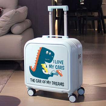 Ye yu trolley case boys cartoon suitcase girls boarding inch student password suitcase cute and lightweight dinosaur mint green 20 inch upgraded second generation thickened material with cup holder