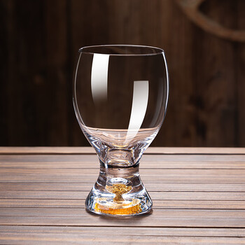 Martigues high-end gold foil beer mug large capacity home light luxury high-value special craft beer mug set crystal glass gold foil fat round style 380ml single