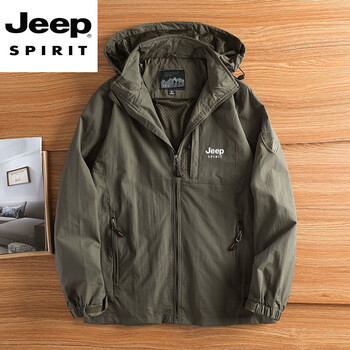 Jeep spirit thin jacket men's spring and autumn outdoor leisure sports jacket loose large size windbreaker autumn jacket army green m 100-120 jin