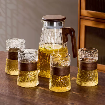 Yusenyi cold kettle household large-capacity scented tea brewing health kettle temperature-resistant glass kettle cold kettle cold brew kettle set 1850ml tree pattern kettle tornado cup x4 1850ml