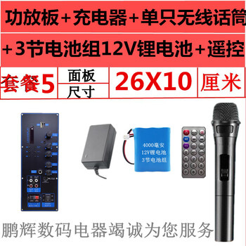 Bluetooth speaker amplifier motherboard 12v battery 26*10 suitable for xinke jinzhengxianke pull rod audio amplifier board package 5 amplifier board + battery pack 12v battery + charger + 5