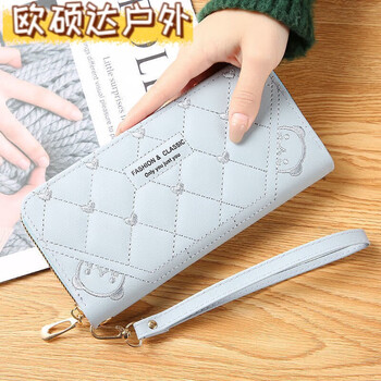 Sk sunny kinte buy two song one wallet women's long zipper mobile phone bag korean style fashion wallet large capacity coin purse handheld light blue