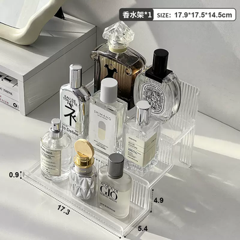 Yusen yiwu desktop perfume stepped high-end storage box cosmetics rack multi-layer retractable dressing table display rack three-tier ladder storage rack sf287 three-tier ladder storage rack sf287