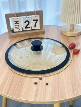 Yusenyi silicone pot lid tempered glass lid light luxury smart lid anti-fall pot lid household wok steamer universal pot lid accessories 30cm black arched silicone lid