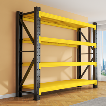 Xiejirui storage shelves multi-layer storage racks household heavy-duty storage racks warehouse garage storage room express storage iron shelves black and yellow color-four layers-thick materials thickened length 80*width 40*height 200-200kg per layer