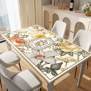 Yusenyi american table mat light luxury waterproof and oil-proof no-wash leather tablecloth pvc anti-scalding dining table mat coffee table tablecloth huayong dawn a 80cmx130cm (waterproof and oil-proof desktop priority)