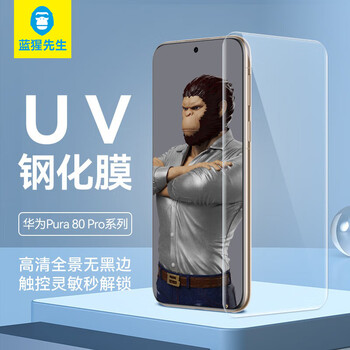 Mr. blue monkey is suitable for huawei pura80pro/pro+ mobile phone film pura80ultra tempered film uv panoramic edge-less anti-fingerprint high-definition mobile phone protective film