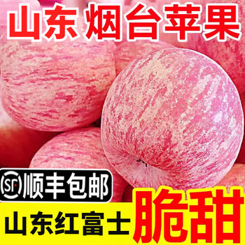 Guoling'e yantai red fuji apple sf/jd shandong qixia apple fresh new year's crispy sweet fruit gift box with box 5 jin (75-80mm) family pack