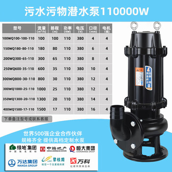 Southern chuangji submersible sewage pump 380v sewage pump wq submersible sewage pump wq/e submersible sewage pump southern water pump submersible pump national standard flange 110kw 4-level motor