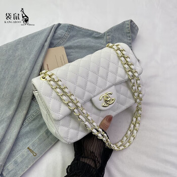 Kangaroo shoulder bag for women 2025 new style single shoulder cross-body small square bag korean style coin purse western style rhombus small fragrance light luxury white
