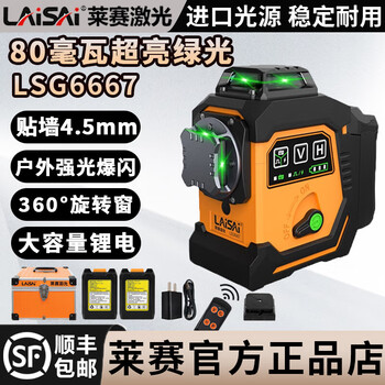 Laser laser's new 12-line 200 mw ls6667 infrared automatic wall-mounted high-precision strong light fine line level 80 mw strong green light lsg6667 dual power standard