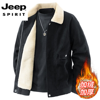 Jeep spirit men's jacket autumn and winter velvet thickened warm jacket men's retro casual loose workwear top men's black l63r velvet 8xl