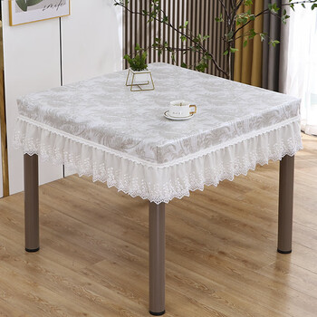 Ywzr new household tablecloth waterproof table cover square tablecloth cover square table fire cloth modern dustproof table cover coconut palm pattern milky white (grape gauze edge) for customization, please contact customer service to change the price