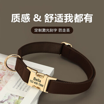 Didogpet advanced dog collar engraving dog leash small and medium-sized dog leash dog collar teddy corkin hair dog outing walking chocolate engraving s-reference weight 5-18 jin