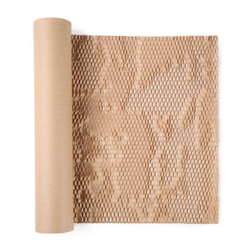 Bun peng kraft buffer paper honeycomb paper extra large roll packaging mesh mesh bouquet flower gift box material wood brown 30cm*100m/roll