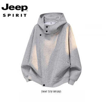 Jeep spirit american heavyweight irregular structure hooded jacket men's trendy loose large size high street functional thickened autumn and winter jacket floral gray m