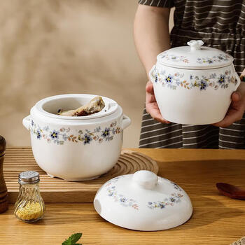 Shantou lincun minnan overflow soup stew pot earthen pot soup pot ceramic stew pot water-proof stew large soup cup overflow duck soup with liner for dripping soup stew/overflow soup cup 1250 ml with liner
