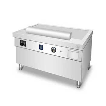 Qida commercial kitchen commercial induction griddle teppanyaki commercial large steak grill electric electromagnetic japanese teppanyaki commercial kitchen equipment can be customized 1.2 meters electromagnetic grill + lower exhaust + purification 380v/15kw