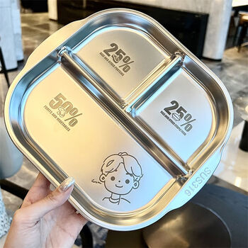 Yusenyi three-compartment dining plate sense home fat-reducing compartmentalized dinner plate boys steel compartmentalized dinner plate