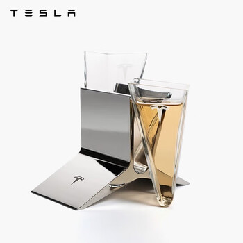 Tesla official wine tasting glass made of glass with angular design and metal base