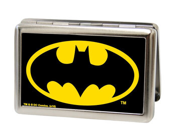 Buckle-down batman metal card holder, ultra-thin and portable, stainless steel card storage, front pocket wallet, black 4.0*2.9 inches (approximately 10*7 cm)