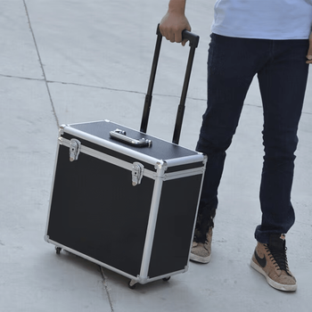 Qiao bo lai aluminum alloy tool box trolley box transport box trolley storage box instrument box hardware repair tool box drag box 46 46*25*42 directional empty box