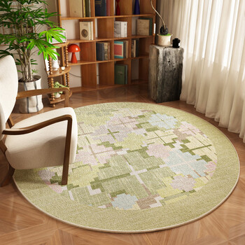 Fantasy study round carpet new ethnic style soundproof anti-slip swivel chair mat balcony dressing table floor mat y asa green 240x240cm