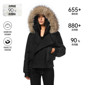 Fdr flagship store parker liner jacket detachable short fur collar down jacket women's winter black (detachable fur collar) s