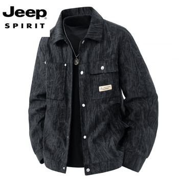 Jeep spirit jeep jacket men's spring and autumn style american work jacket men's casual top l66 black 3xl recommended weight 155-170 jin