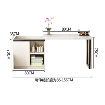 Retractable desk nordic dining table and sideboard integrated home small apartment space saving two white 80*35*75