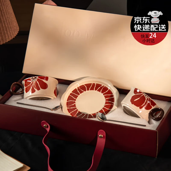 Succohomeware medieval style coffee cup gift box for best friend wedding gift birthday souvenir household ceramic retro mug cup flower set pairing cup gift box
