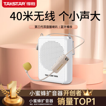 Takstar e300mini wireless little bee loudspeaker for teachers, bluetooth outdoor tour guide loudspeaker, lecturer speaker, white