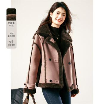 Xinfei feather plus velvet thickened imitation suede coat for women 25 winter new style high-end light luxury imitation fur one-piece coat