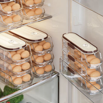 Chaosihui rolling egg box refrigerator side door storage box egg rack holder refrigerator special fresh box organization artifact two eggs per person enough for 4 weeks) + 54 eggs/cleaner organizing) rolling substitute/grab and take (enlarge space